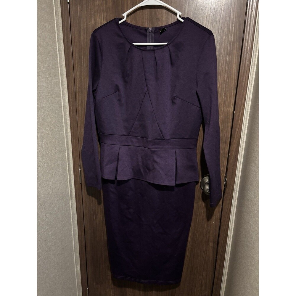 VFSHOW Women’s Bodycon Pencil Long Sleeve Dress Purple Size L